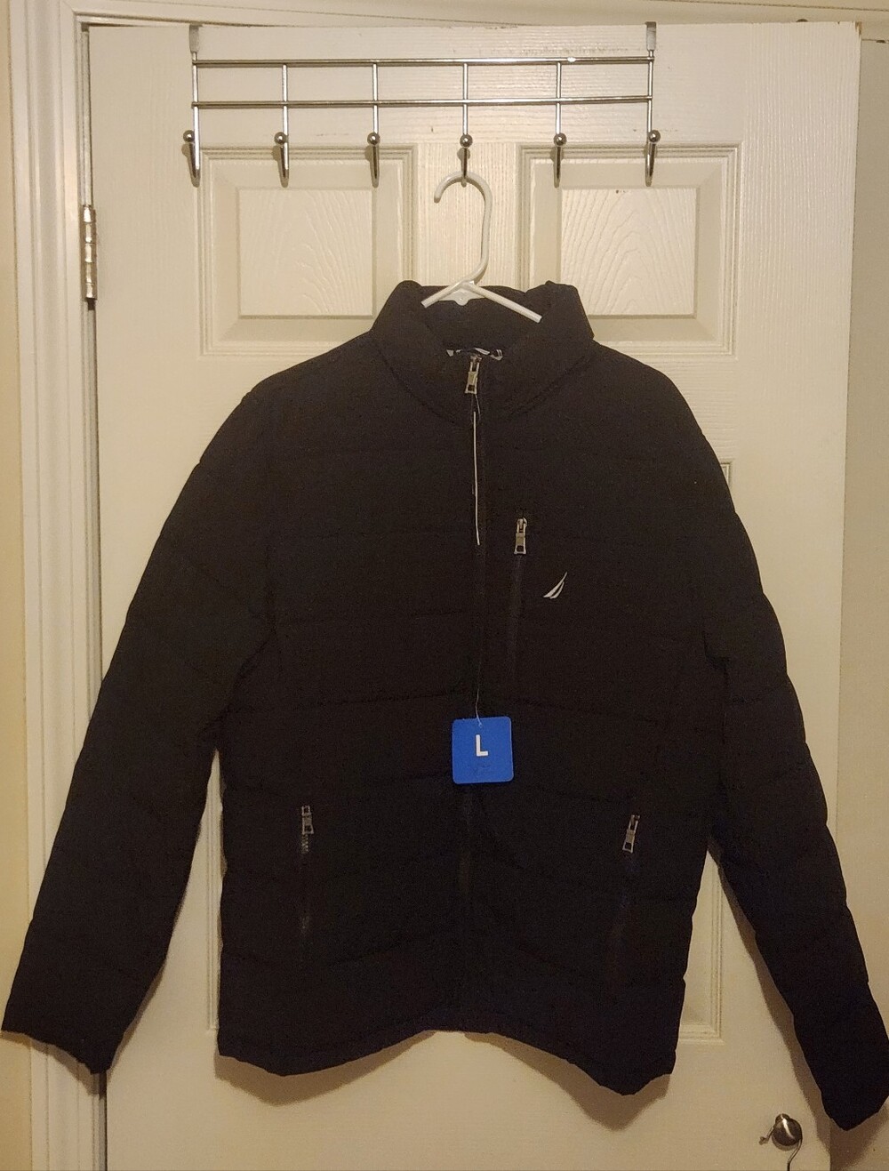 Nautica NWT Men's Black Quilted Puffer Zip Pockets Jacket